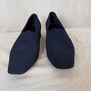 Amalfi for Nordstrom Navy Microfiber Square Toe Block Heel Pumps 8.5 B Italy